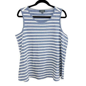 Modcloth Blue & White Scalloped Tank Top Women's Plus Size 1X